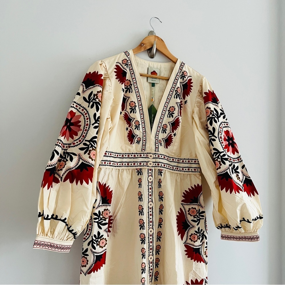 New Farm Rio Cream Cashew Mandala Maxi Dress Size Small - Picture 3 of 9